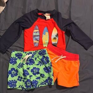 Cat & Jack Red and Orange Rashguard Swim Set